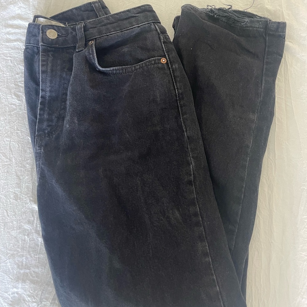 Free People Black Straight Boyfriend Jeans